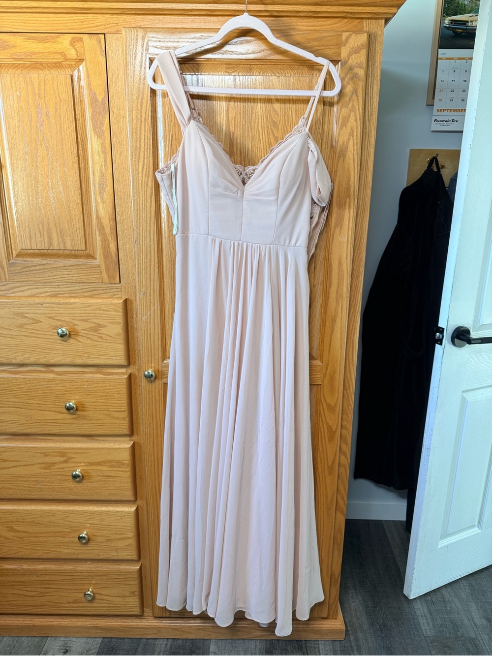 Women's Lace-Trim Slip Dress in Blush